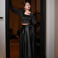 Black Élan Set – Shimmery Velvet Blouse & Skirt