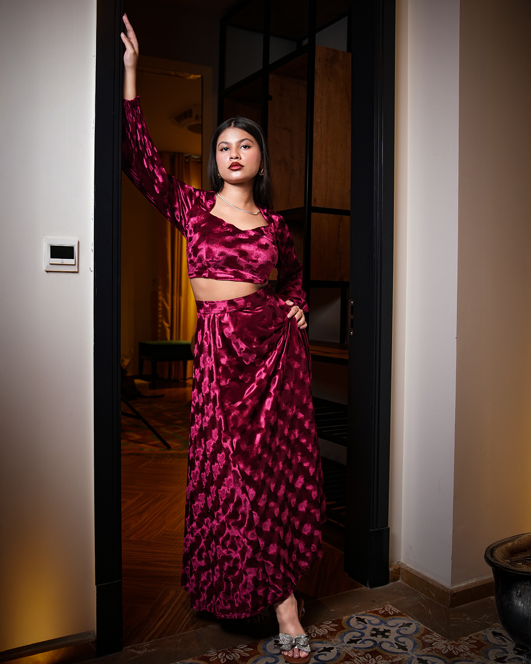 The Verve Set – Self-Printed Velvet Skirt & Blouse