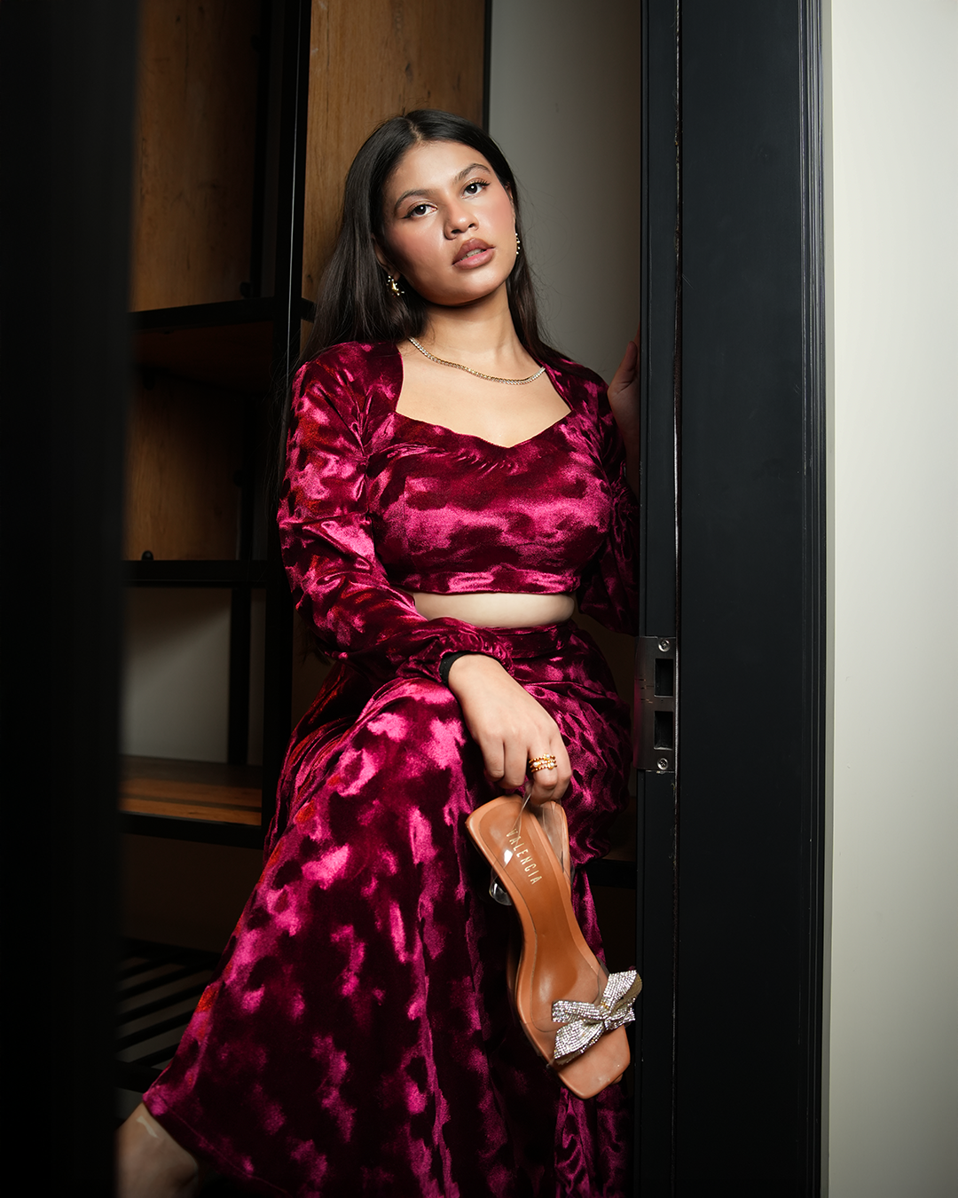 The Verve Set – Self-Printed Velvet Skirt & Blouse