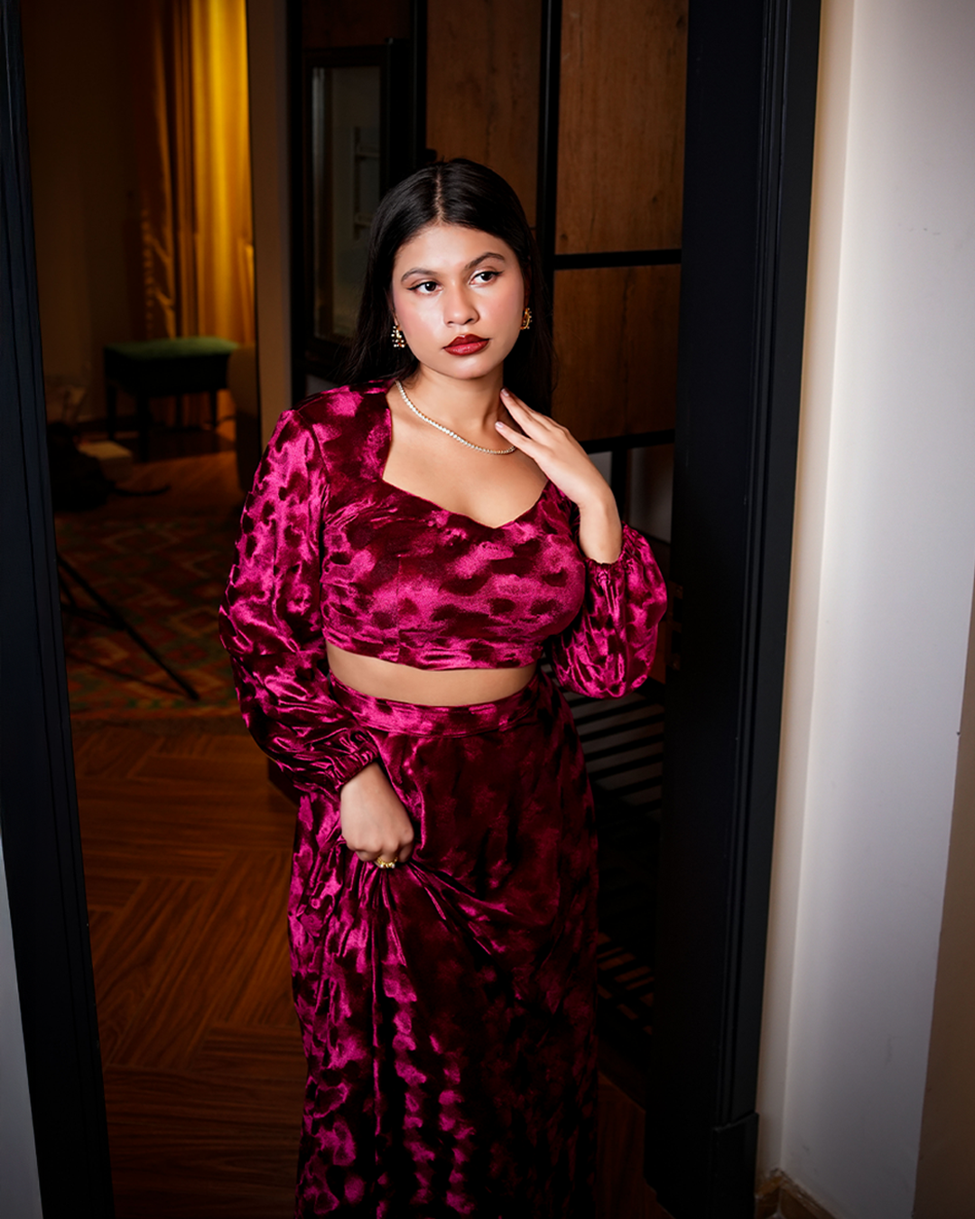 The Verve Set – Self-Printed Velvet Skirt & Blouse