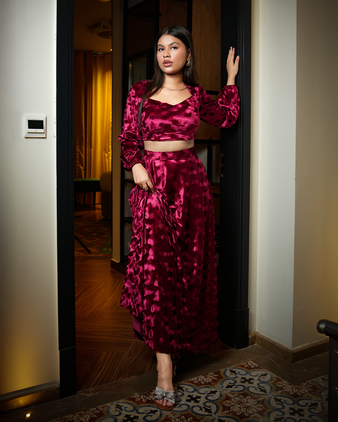 The Verve Set – Self-Printed Velvet Skirt & Blouse